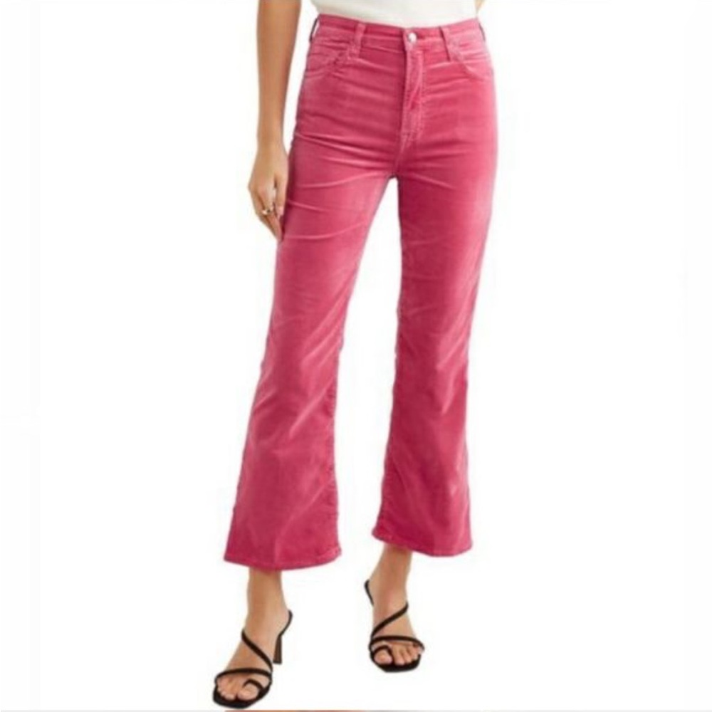 J Brand - Julia Cropped High-rise Flared Velvet Jeans